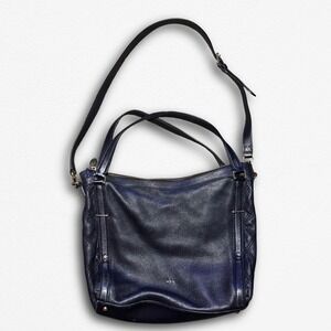 Lauren Ralph Lauren Black Pebbled Leather Hobo Bag Y2K Crossbody Shoulder Bag